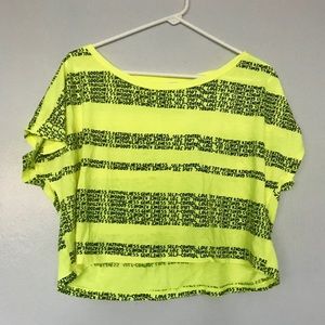 FOREVER 21 neon yellow cropped fruits shirt